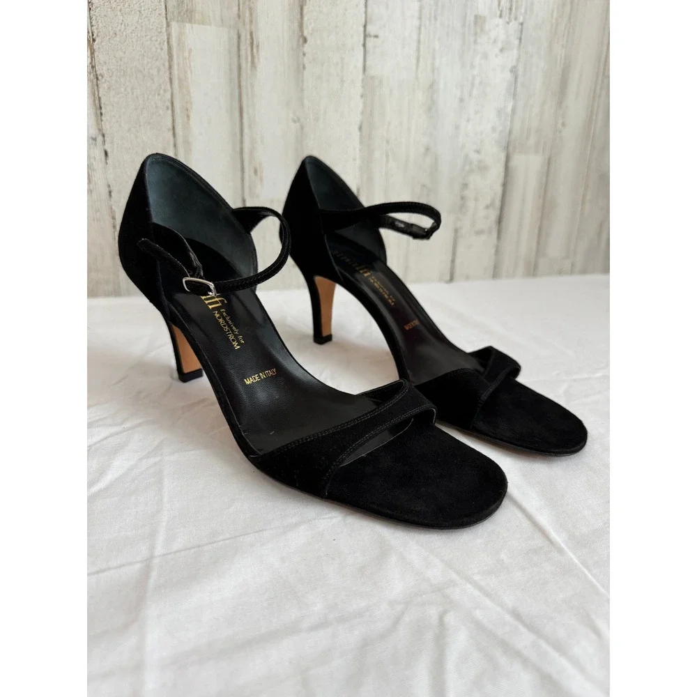 Amalfi Ankle Strap Sandals Women 7 Black Velvet 90s 3